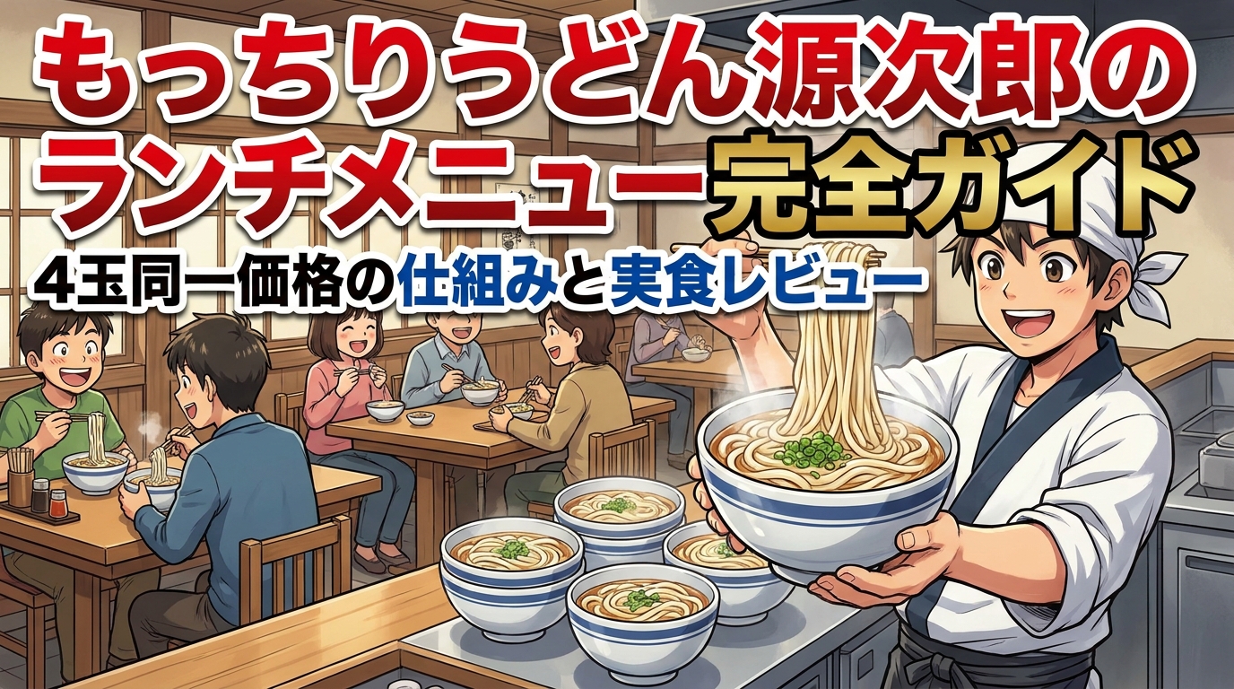 もっちりうどん源次郎のランチメニュー完全ガイド｜4玉同一価格の仕組みと実食レビュー