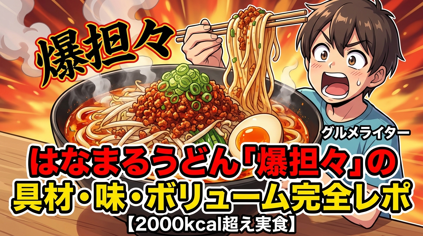 はなまるうどん「爆担々」の具材・味・ボリューム完全レポ【2000kcal超え実食】