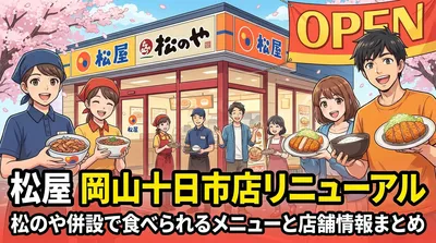 松屋 岡山十日市店リニューアル|松のや併設で食べられるメニューと店舗情報まとめ