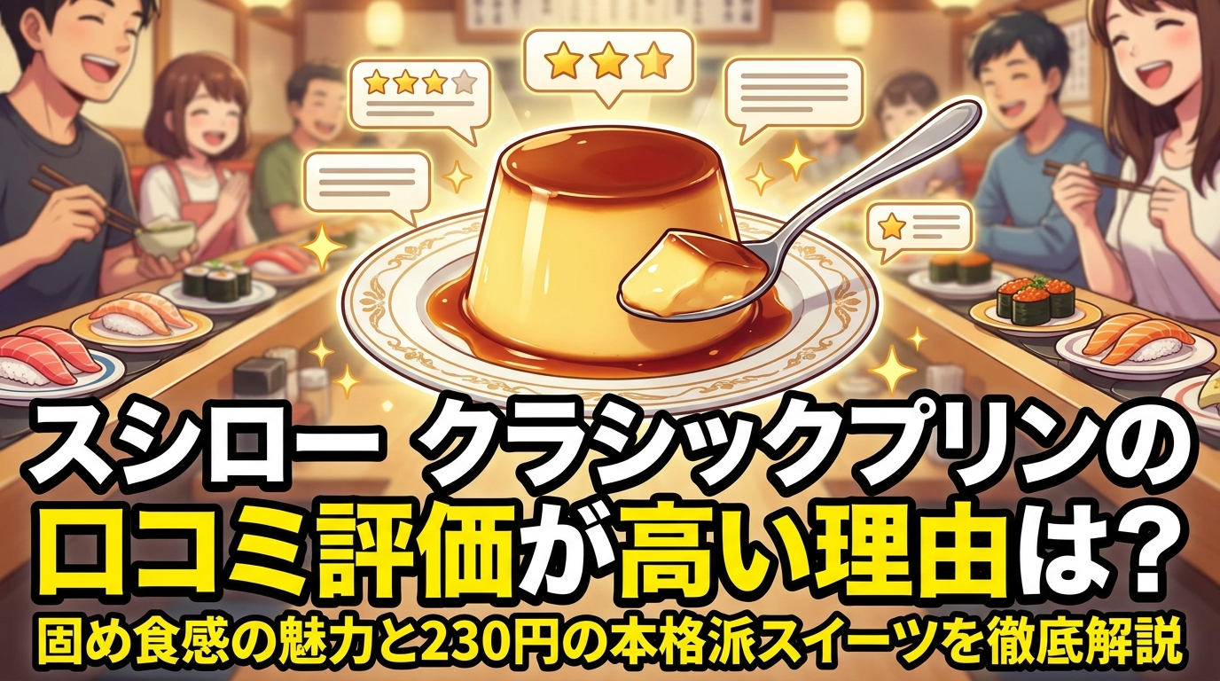 スシロー クラシックプリンの口コミ評価が高い理由は？固め食感の魅力と230円の本格派スイーツを徹底解説