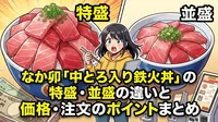なか卯「中とろ入り鉄火丼」の特盛・並盛の違いと価格・注文のポイントまとめ