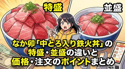 なか卯「中とろ入り鉄火丼」の特盛・並盛の違いと価格・注文のポイントまとめ